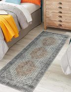 Keen Home Design 2x10 Rug - Machine Washable Runner Rug with Non-Slip Backing, Ideal for Hallway, Entryway, Kitchen, Laundry Room - Vintage, Easy Clean, Durable, Low Pile - (2'6" x 10')