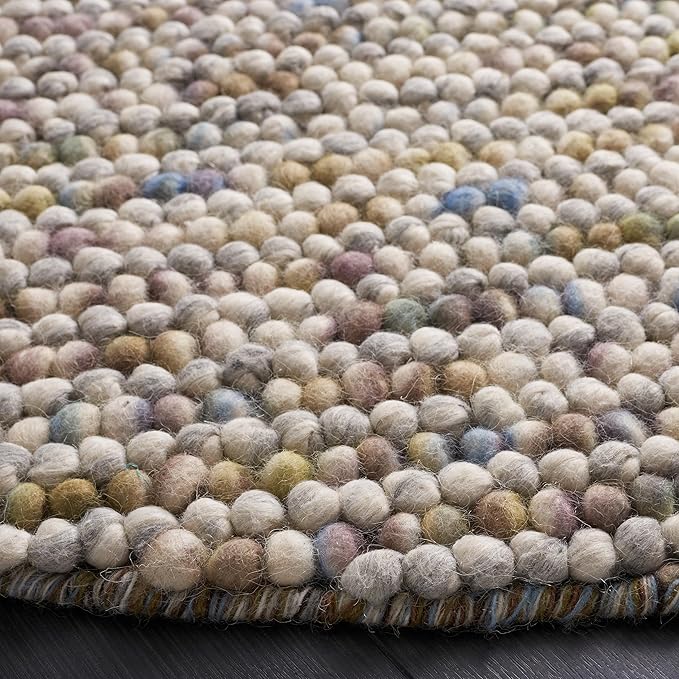Safavieh Natura Collection Accent Rug - 3' Square, Ivory & Multi, Handmade Wool Blend, Textured Design, Ideal for Living Room, Bedroom, Dining Space (NAT620D)