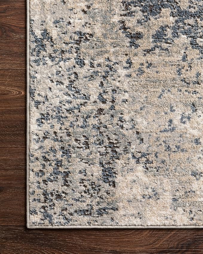 Loloi Teagan Collection TEA-07 Natural/Denim 2'-8" x 7'-6" Runner Rug, Large, Soft Neutral Rug, High-Traffic for Living Room, Bedroom, Home Office, Dining Area