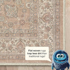 Well Woven Asha Rome Beige Cream 3'3" x 5' Area Rug - Oriental Floral Pattern, Easy Clean, Floor-Friendly Backing - for Living Room, Bedroom, and Dining Room