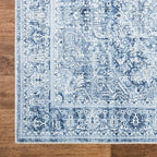 Bloom Rugs Washable Non-Slip 9' x 12' Rug - Ivory/Denim Blue Traditional Medallion Area Rug for Living Room, Bedroom, Dining Room, and Kitchen - Exact Size: 9' x 12'