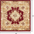 Rugs.com Chateau Collection Rug - 3 Ft Square Red Medium Pile Rug