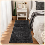 Istana Hallway Runner Rug 2x6 - Black Kitchen Rugs Non Slip Washable -Silk's Soft Touch Carpet Runner - Stylish Rug for Home