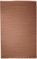 Rugsotic Carpets Hand Woven Flat Weave Kilim Wool ECO-Friendly Area Rugs - 9'x12', Rectangle Shape, Light Brown Color, Solid Plain Design, Low Pile Handmade Rugs for Living Room (D00111)