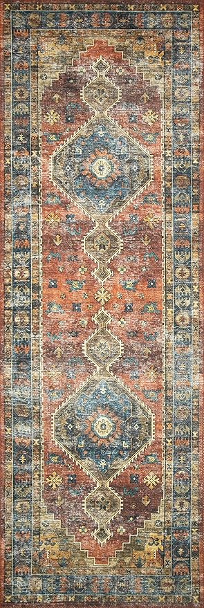 Loloi II Skye Collection SKY-07 Terracotta/Sky 2'-6" x 7'-6" Runner Rug