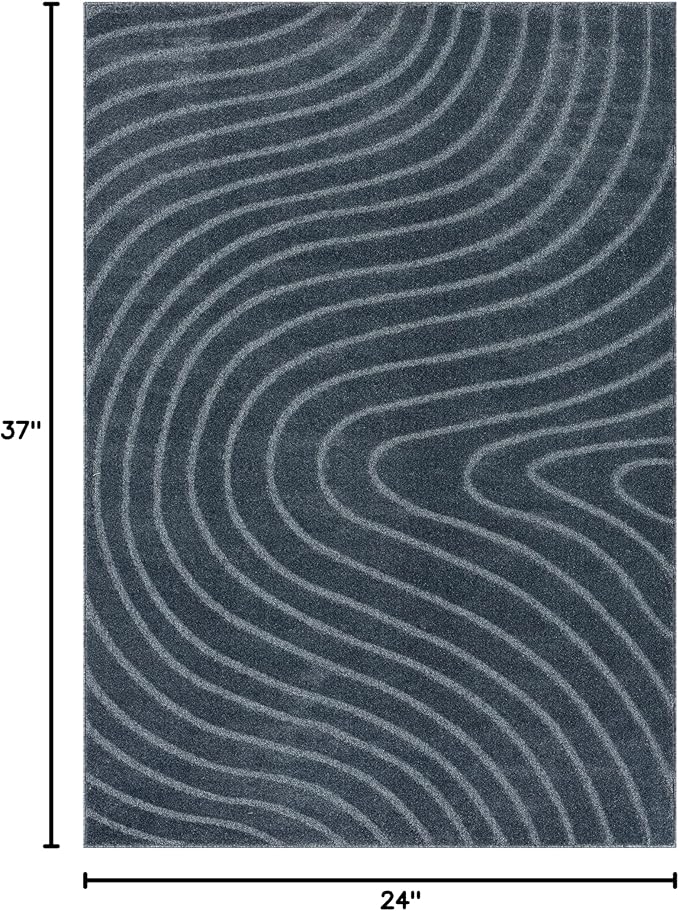 LUXE WEAVERS Modern Geometric Wave Blue 2x3 Area Rug