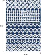 Livabliss Hapsburg Moroccan Shag Area Rug, 6'7" x 9'6", Navy/White