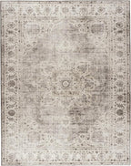 ReaLife Rugs Machine Washable Area Rug - Living Room Bedroom Bathroom Kitchen Entryway Office - Padded Low Pile Stain Resistant Premium - Boho Farmhouse Vintage - Joy - Beige Ivory 5' x 7'