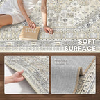 zesthome 5x7 Area Rugs - Ultra-Thin Washble Rug, Stain Resistant Anti Slip Backing Rugs for Living Room,Bedroom, Vintage Home Decor Area Rug (Beige,5'x7')