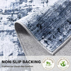 4ft Round Area Rug Living Room Rugs - 4x4 Washable Large Soft Indoor Neutral Modern Abstract Low Pile Rug Carpet for Bedroom Dining Room Farmhouse Home Office - Navy Blue
