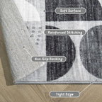 MUJOO 5x7 Area Rugs,Washable Rugs for Living Room Bedroom,Large Boho Throw Floor Carpet Non Slip Soft Modern Abstract Black and Grey