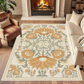 Abstract Sunflower Area Rugs, 3x5ft, Traditional Rustic Vintage Tropical Floral Theme Beige Farmhouse Boho Carpet, Shaggy Low Pile Fade Resistant Home Goods Rug for Living Room Kitchen