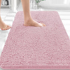 OLANLY Bathroom Rugs 30x20, Extra Soft Absorbent Chenille Bath Rugs, Rubber Backing Quick Dry, Machine Washable Bath Mats for Bathroom Floor, Tub and Shower, Home Decor Accessories, Dusty Rose