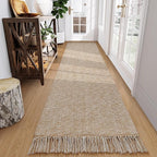 Collive Long Hallway Runner Rug 2.6' x 10', Washable Runner Indoor Entryway Rug, Tan/Cream Braided Woven Kitchen Runner Rugs Low-Profile Front Door Floor Carpet for Laundry Room Bedroom Doorway