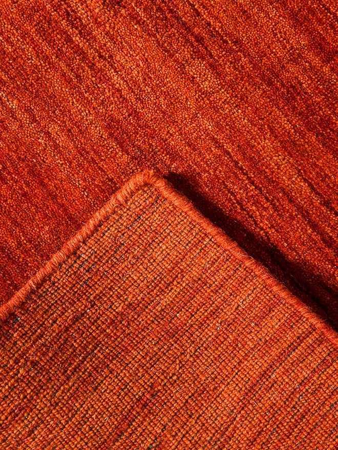 Hand Knotted Loom Wool ECO-Friendly Area Rugs - 3'x5', Rectangle, Light Red Color, Solid Plain Design, High Pile Handmade Anti Skid Area Rugs for Living Room, Bed Room (L00111)