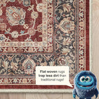 Well Woven Asha Rome Red 6' x 9' Area Rug - Oriental Floral Pattern, Easy Clean, Floor-Friendly Backing - for Living Room, Bedroom, and Dining Room