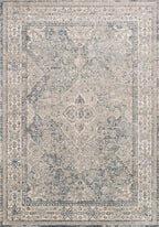 Loloi Teagan Collection TEA-04 Sky/Natural 7'-11" x 10'-6" Area Rug, Large, Soft Neutral Rug, High-Traffic for Living Room, Bedroom, Home Office, Dining Area