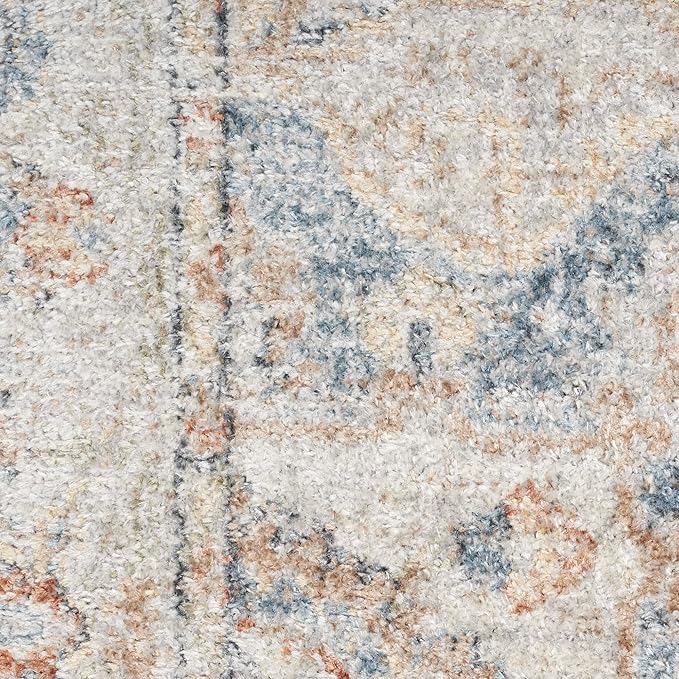 Nourison Home Astra Machine Washable Denim Multicolor 2'2" x 10' Area Rug - Easy Clean, Non Shedding, Bed Room, Living Room, Dining Room, Kitchen (10' Runner)