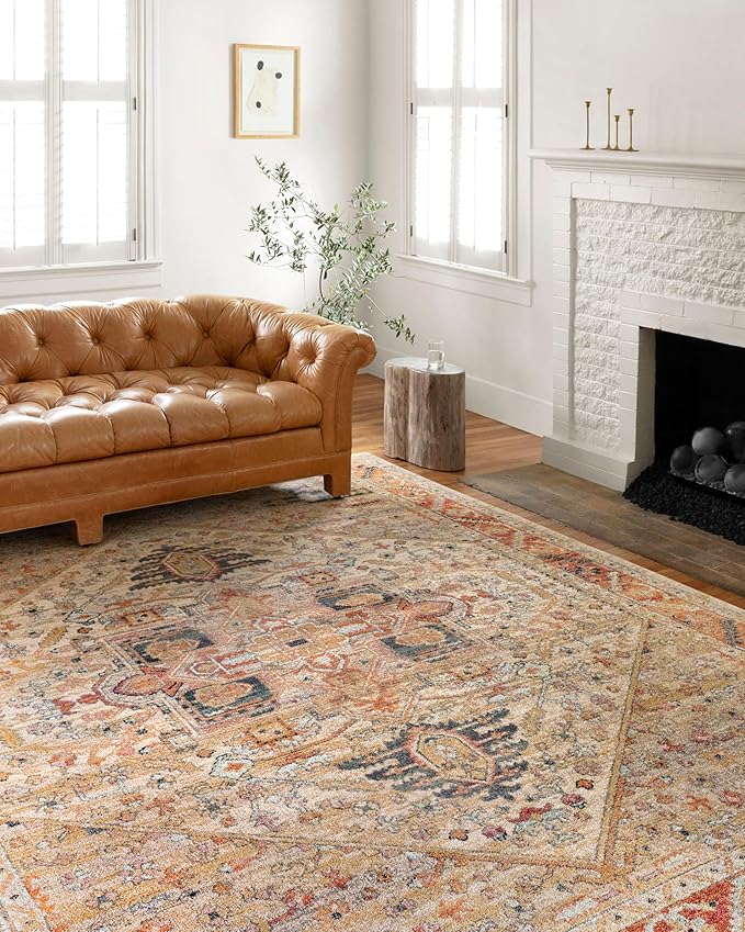 Loloi Jocelyn Collection JOC-01 Sand/Multi 5'-5" x 7'-6" .38" Thick Area Rug