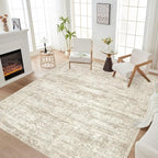 Area Rug Living Room Rugs - 5x7 Abstract Large Soft Indoor Washable Rug Neutral Modern Low Pile Carpet for Bedroom Dining Room Farmhouse Home Office - Vintage Beige