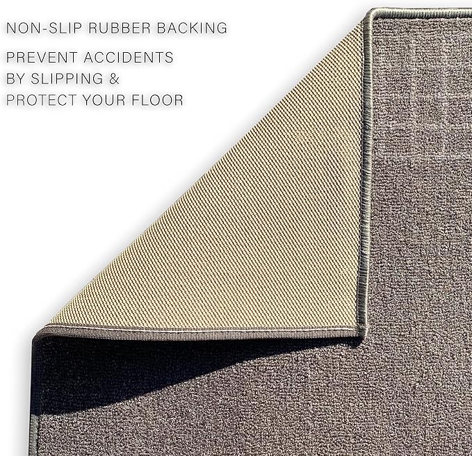 Custom Made Runner Rug for Kitchen Foyer Hallway Entry Choose Your Length 31 Inch Wide Geometric Checkered Design Grey Color (7 feet x 31 Inch)
