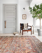 Loloi Layla Collection LAY-02 Spice/Marine 5'-0" x 7'-6" .13" Thick Area Rug, Soft, Durable, Vintage Inspired, Distressed, Low Pile, Non-Shedding, Easy Clean, Printed, Living Room Rug