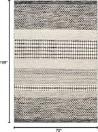 Mark&Day Wool Rugs, 6x9 Tervoort Global Black Area Rug, Blue Beige Carpet for Living Room, Bedroom or Kitchen (6' x 9')