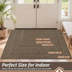 BEQHAUSE Dirt Trapper Door Mat 20" x 32", Non-Slip Washable Doormats Entrance Mat, Dirt Resistant and Absorbent Welcome Mat, Low Profile Floor Mats for Front Back Door and Entryway, Brown