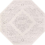 Unique Loom Isabella Collection Area Rug - Rossellini (7' 10" Octagon, White/ Black)