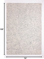Hand-Tufted 100% Wool Pile Area Rug – Geometric Textured Grid Check Pattern – Thick and Durable Floor Carpet for Bedroom, Living Room, Kids Room, and Dining Area (Ivory, Denim, 6' x 9')