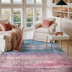 Kokia Abstract Area Rugs Boho Washable Distressed Retro Indoor 6x9 Rug Multicolor Low Pile Non-Slip Non-Shedding Red Carpet Bedroom Living Room Dining Room, Oslo Orchid