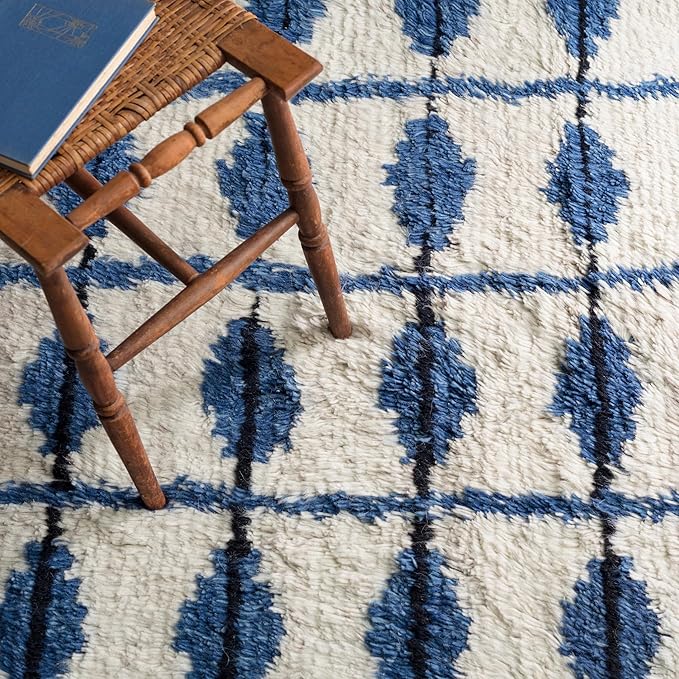 Dash & Albert Noma Indigo Handwoven Wool Rug, 2 X 3 Feet, Blue Geometric Pattern