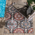 CAMILSON Indoor Outdoor Rug 8x10 Bohemian Medallion Floral Area Rugs for Indoor and Outdoor Patios Easy-Cleaning Non-Shedding Living Room Garden and Kitchen Washable Outside Carpet (8 x 10 / Brown)