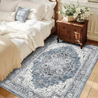3x5 Vintage Area Rugs for Indoor Entrance Stain Resistant Washable Entryway Rug Ultra Soft Low Pile Lightweight Carpet Faux Wool Rugs for Living Room Bedroom Playroom Home Office