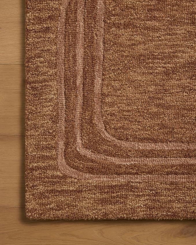 Loloi Leanne Ford Craven Collection CVN-02 Spice/Rose 2'-6" x 9'-9" Runner Rug Geometrical, Patterned, Neutral, Hallway, Kitchen, Mudroom, and Bathroom
