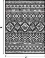 Beverly Rug Waikiki Boho Indoor Outdoor Rug 5x7, Washable Outside Carpet for Patio, Deck, Porch, Bohemian Area Rug, Farmhouse Rugs, Aztec Tribal Rug, Black and White