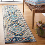 SAFAVIEH Madison Collection Runner Rug - 2' x 8', Navy & Beige, Boho Diamond Distressed Design, Non-Shedding & Easy Care, Ideal for High Traffic Areas in Living Room, Bedroom (MAD418M)