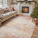 Area Rug Living Room Rugs - 8x10 Washable Large Soft Indoor Neutral Modern Abstract Low Pile Rug Carpet for Bedroom Dining Room Farmhouse Home Office - Colorful