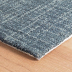 Dash and Albert Crosshatch Denim Hand Micro Hooked Wool Rug, 3 X 5 Feet, Blue Solid Pattern - Premium Luxury Hotel Quality Soft Breathable Hypoallergenic Machine Washable Easy Care All Season