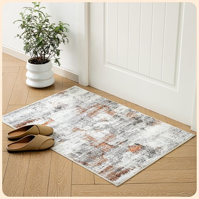 Istana 2x3 Area Rug - Grey Multi Boho Rugs for Living Room 2x3 - Foldable Small Rugs for Bedroom - Stain Resistant Washable Rug Non Slip - Eco-Friendly Area Rugs Indoor