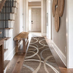 Rugshop Modern Wavy Circles Design Runner Rug, Fade-Resistant Carpet for Hallway, Entryway, or Kitchen, Brown, 2' x 10'