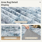 2x3 Abstract Washable Rugs for Kitchen, Floor, Entryway, Powder Room Small Area Rug Non-Slip Vintage Rug Low Pile Throw Door Mat Blue