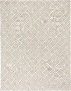 Dash & Albert Layers Grey Hand Hooked Wool Rug, 7.5 X 9.5 Feet, Grey/Ivory Geometric Pattern
