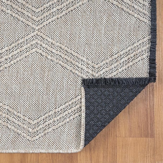 LUXE WEAVERS Modern Farmhouse Beige 6x9 Washable Area Rug, Anti-Slip Diamond Pattern Carpet