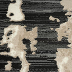 Abani Terra Cream Area Rug for Living Room, Bedroom - Black Abstract Pattern - 6' x 9' - Durable & Easy to Clean