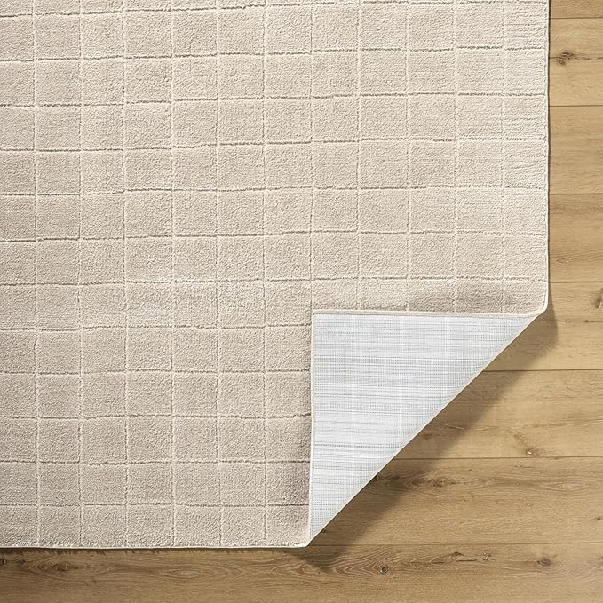 Livabliss x Our PNW Home Cascade Minimalist Grid Area Rug, 2'7" x 7'3", Light Beige