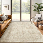6x9 Area Rug for Living Room Floral Washable Non-Slip Modern Rugs for Bedroom Dinning Room Ultra-Thin Indoor Brown