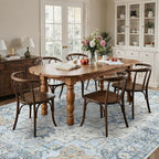 10x12 Area Rugs for Living Room, Machine Washable Rug, Non Slip Vintage Rugs, Low Pile Lightweight Print Rug for Bedroom, Dining Room, Home Office, Blue