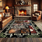 Vintage Jungle Floral Area Rug 5x8ft, Tropical Leaf Print Low Pile Carpet, Washable Non-Slip & Soft Mat for Bedroom, Living Room, Dining Room, Playroom