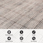 Rugshop Bohemian Stripe Lines Washable Non Slip Area Rug 5' x 7' Brown